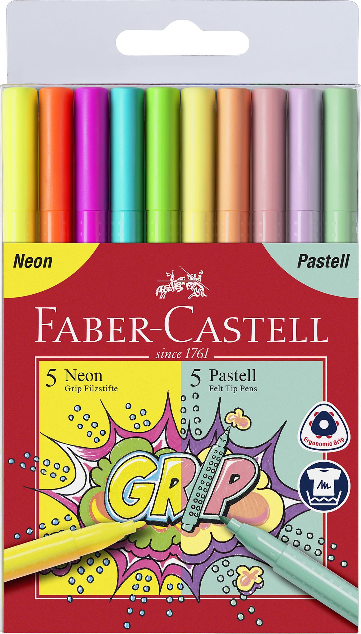 Faber-Castell_Grip Filzstifte neon + pastel_Set aus 10_EUR 4,-