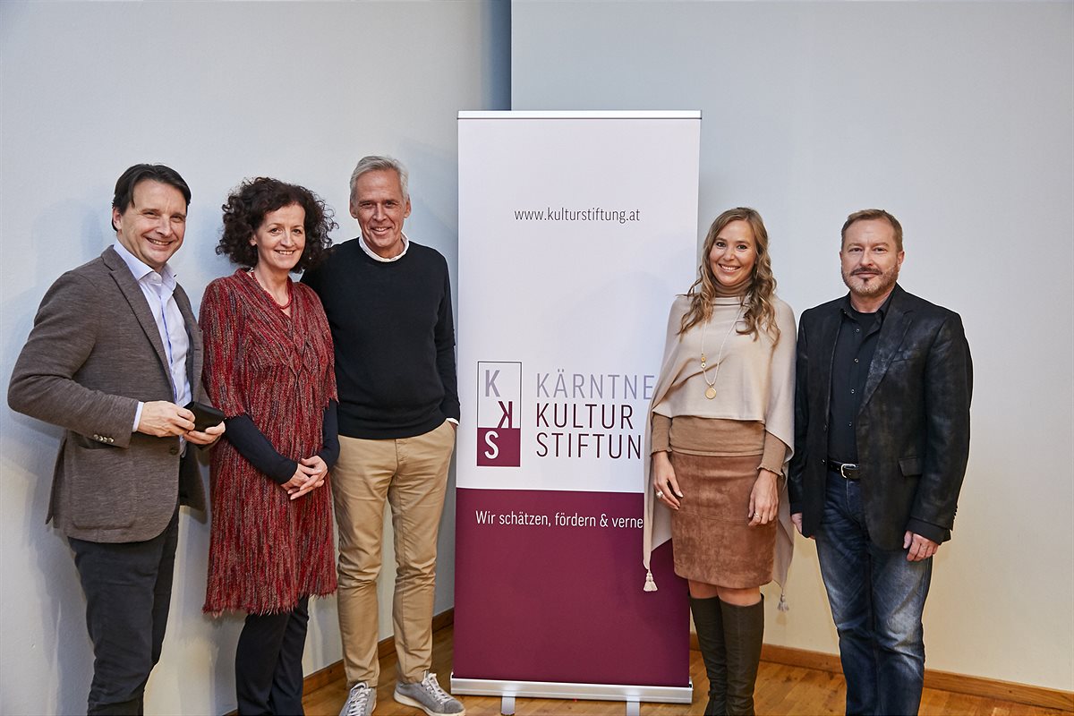 Kuratorium der Kärntner Kulturstiftung (v.l.): Martin Traxl, Maja Haderlap, Klaus Littmann, Julia Malischnig, Robert Hofferer
