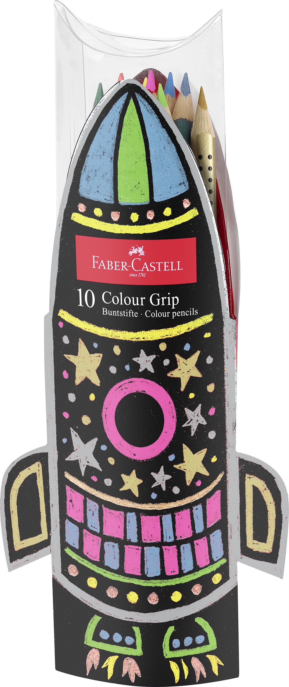 Faber Castell_Colour Grip Buntstift Set Rakete mit 10 Stiften_10 EUR