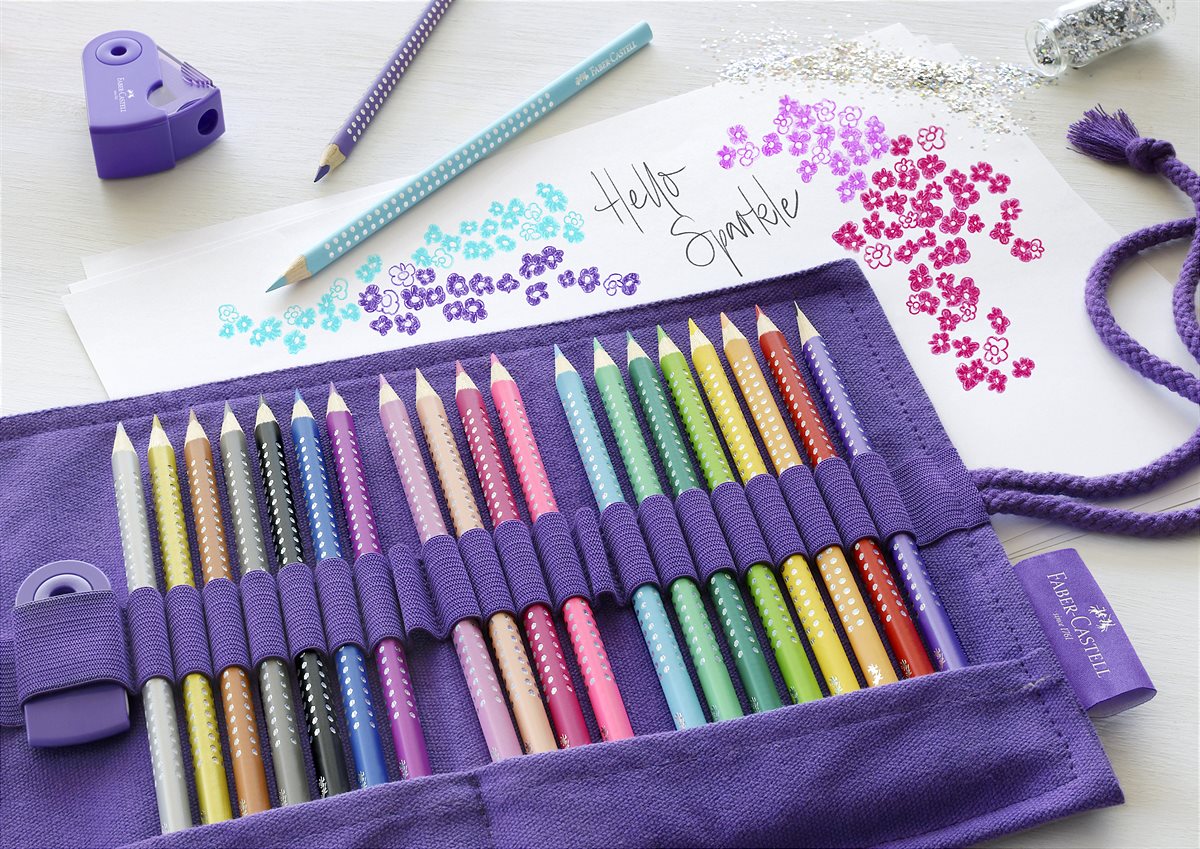Faber-Castell_Sparkle Buntstiftrolle lila mit 20 Farben