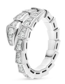 Ring Serpenti Viper White Gold 18K 40 Round Mounted Setting Pave 0,66 cts