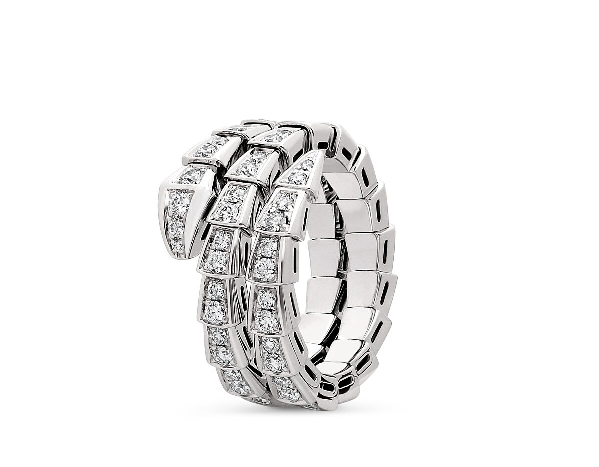 Ring Serpenti Viper in white gold, round rounted setting pave (1,22 cts)