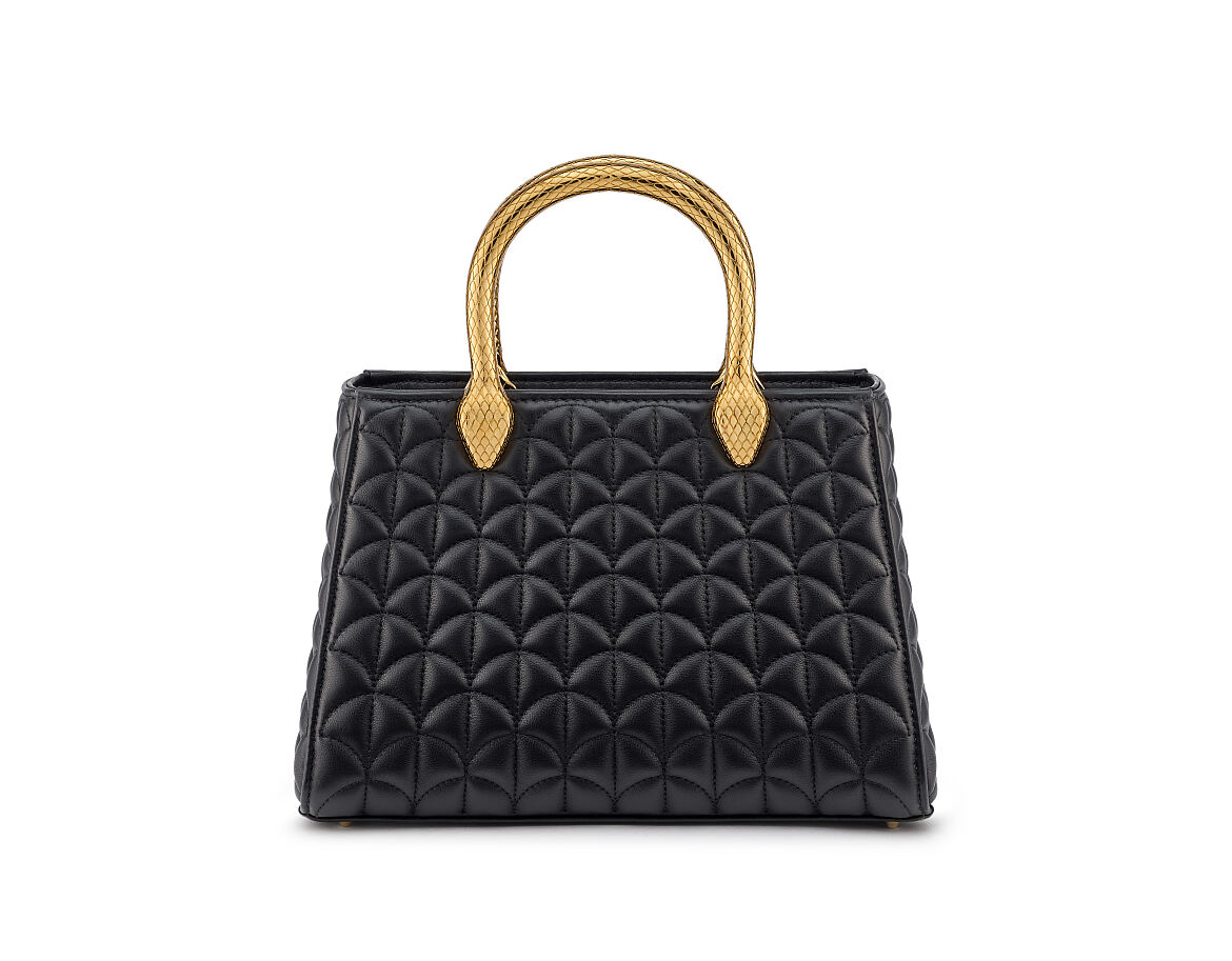 Serpentine Duo tote bag in black calf leather 